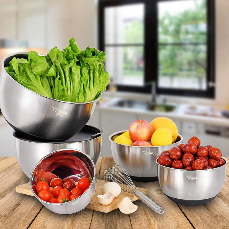 WILDONE 5-Piece Stainless Steel Mixing Bowl Set with Airtight Lids