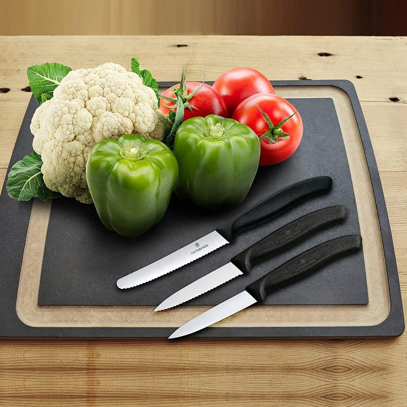 Victorinox Swiss Classic 3-Piece Vegetable Knife Set – Ultra Sharp Straight Edge, Durable Black Handle