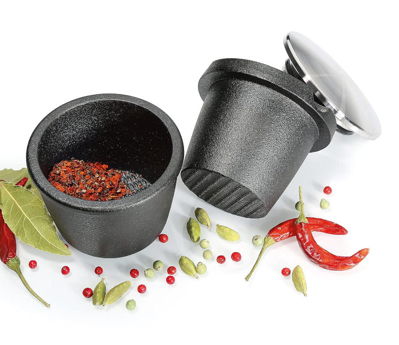 ZASSENHAUS 76134 Spice Grinder & Mortar – Cast Iron with Storage Lid | 8cm