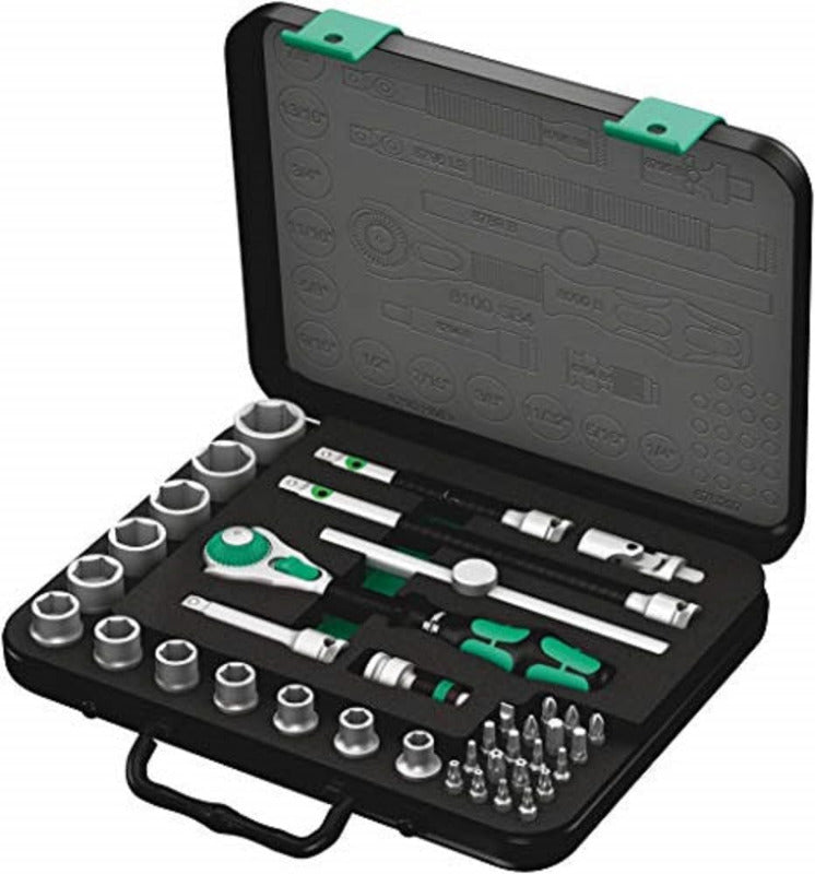 Wera Zyklop Speed-Knarrensatz 8100 SA 6, 1/4 Zoll-Antrieb, Metrisch, Silber, 28-Teilig, 05004016001