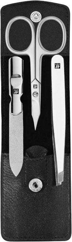 ZWILLING 3-Piece Manicure & Pedicure Set – Stainless Steel, Leather Case, Black