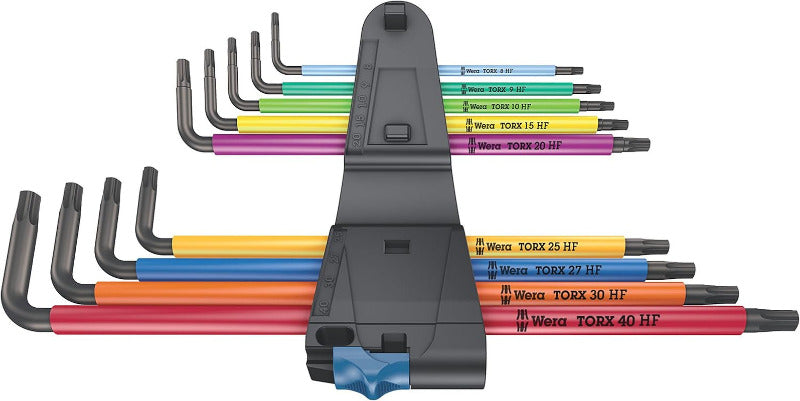 WERA 967/9 TX Multicolour HF‑1 Torx L‑Key Set – 9 Piece with Holding Function (05024179001)