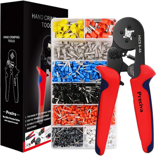 PRECIVA Ferrule Crimping Tool Kit – 1200 Insulated Ferrules (0.25–10 mm²)