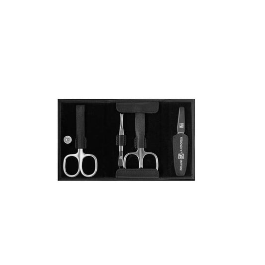 ZWILLING Classic Manicure Set 4-Piece – Nickel-Plated Tools in Genuine Cowhide Leather Case (Model 97451-007)