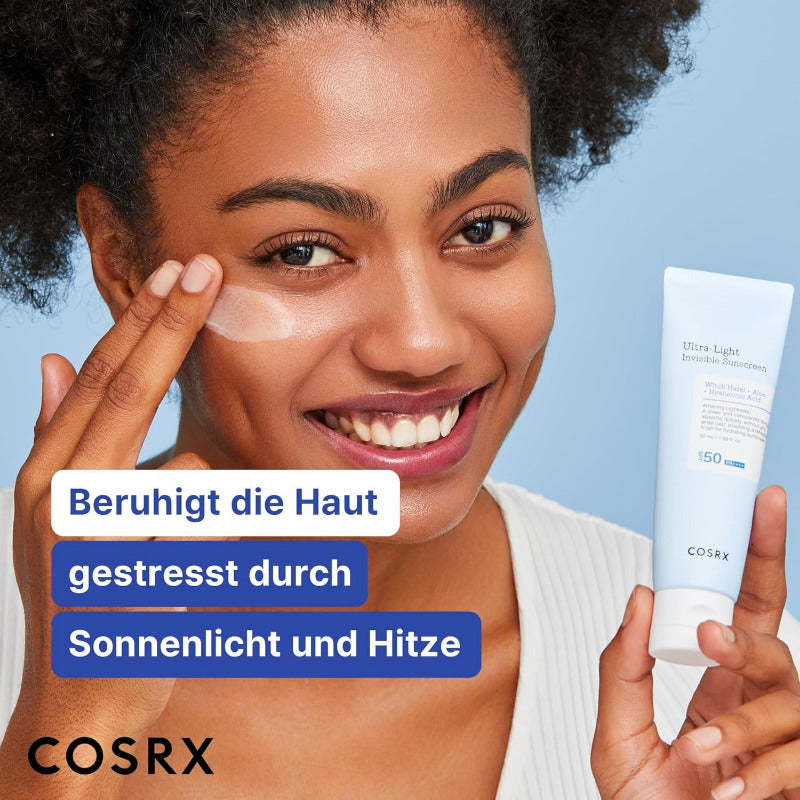 COSRX Ultra-Light Invisible Sunscreen | Sonnencreme LSF 50, Kein Weißer Rückstand, Leicht & Schnell Einziehend, Sonnenschutz Für Trockene Haut, Aloe Vera Sunscreen, Korean Skincare