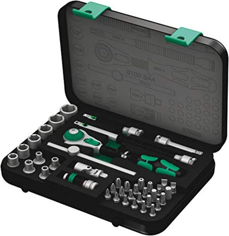 Wera Zyklop Speed-Knarrensatz 8100 SA 6, 1/4 Zoll-Antrieb, Metrisch, Silber, 28-Teilig, 05004016001