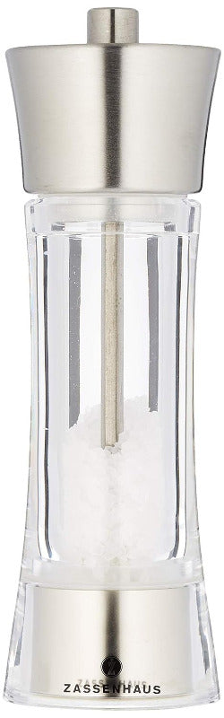 Zassenhaus "Aachen" Salt Mill – Stainless Steel & Acrylic | Silver/Transparent | 16 cm