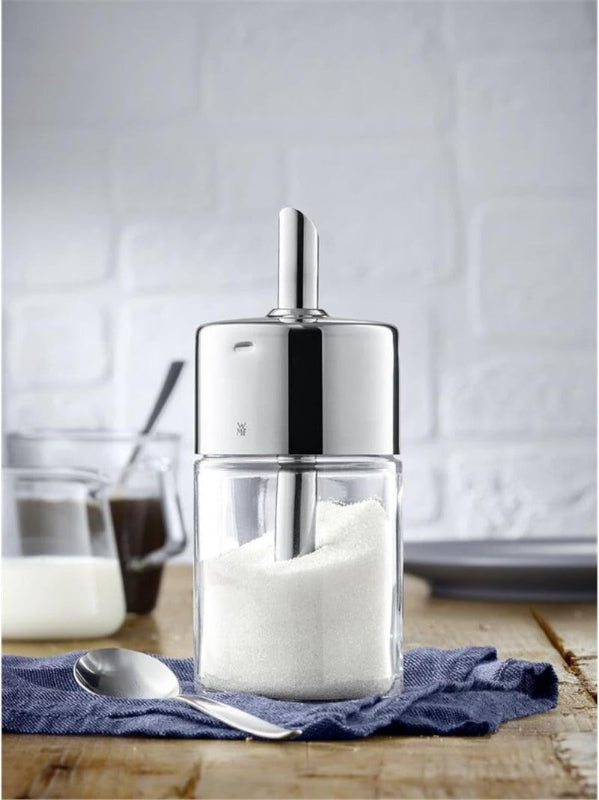 WMF Barista Sugar Dispenser – 240g Glass & Polished Cromargan Stainless Steel