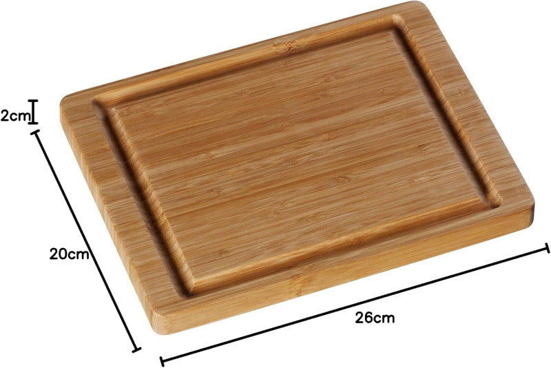 WMF Bamboo Cutting Board 26 x 20 cm Small Natural Wood Chopping Board with Juice Groove