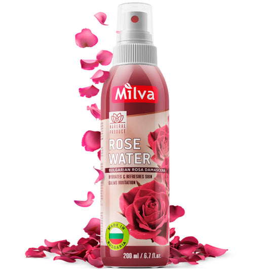 MILVA Rose Water Face Toner with Bulgarian Damask Rose Oil – 200ml