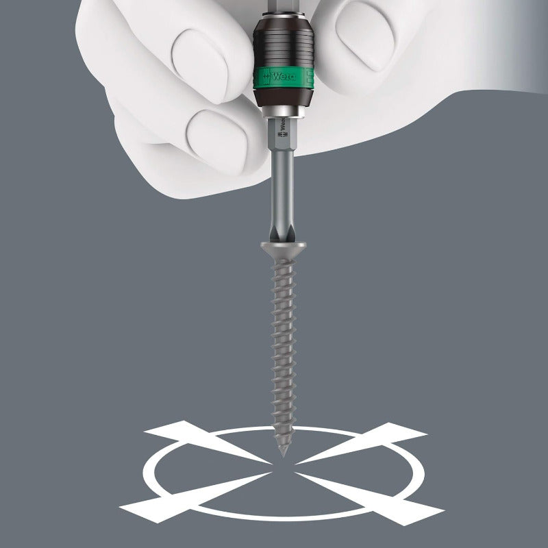 Wera 416 RA T-Handle Ratchet Bit Holder with Rapidaptor, 1/4", 45mm – Black/Green