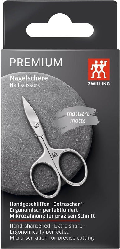 ZWILLING Premium Nail Scissors – 90 mm, Hypoallergenic, Micro-Serrated, Silver
