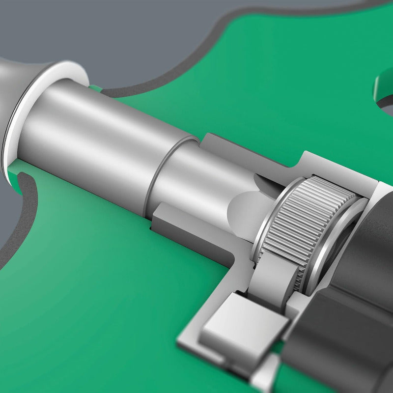Wera 416 RA T-Handle Ratchet Bit Holder with Rapidaptor, 1/4", 45mm – Black/Green