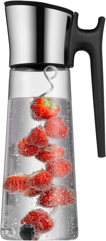 WMF Basic Water Carafe with Handle – 1.5L Glass Carafe with Silicone Lid