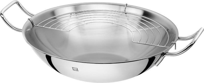 ZWILLING Plus Wok – 32 cm, Stainless Steel with Glass Lid & Rack | Induction Ready