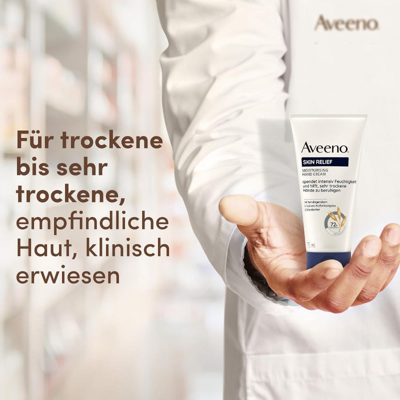 Aveeno Skin Relief Feuchtigkeitsspendende Handcreme (75 Ml), Parfümfreie Handcreme Für Sehr Trockene Hände, Natürliche Hautpflege Mit Beruhigendem Hafer & Sheabutter, Vegan*