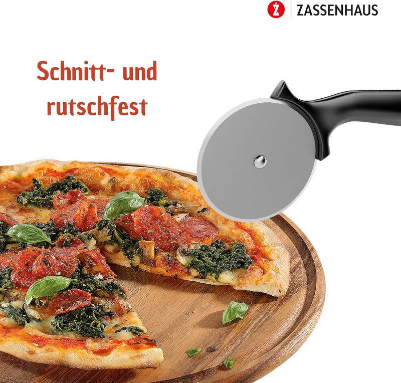 ZASSENHAUS 33 cm Acacia Wood Pizza Plate – Round Board with Juice Groove