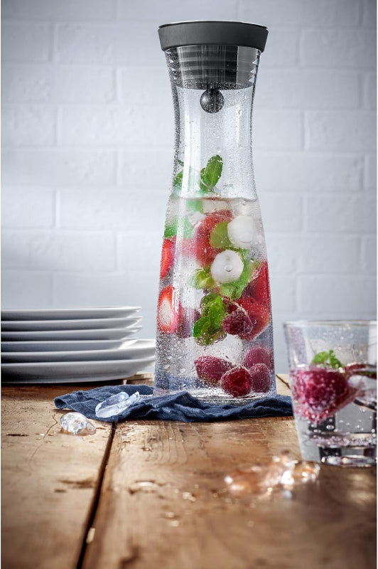 WMF Basic Water Carafe – 1 Liter Glass Carafe with Silicone Lid & CloseUp Stopper