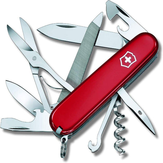 VICTORINOX Mountaineer Swiss Army Knife – 18-Function Multitool Pocket Knife in Red