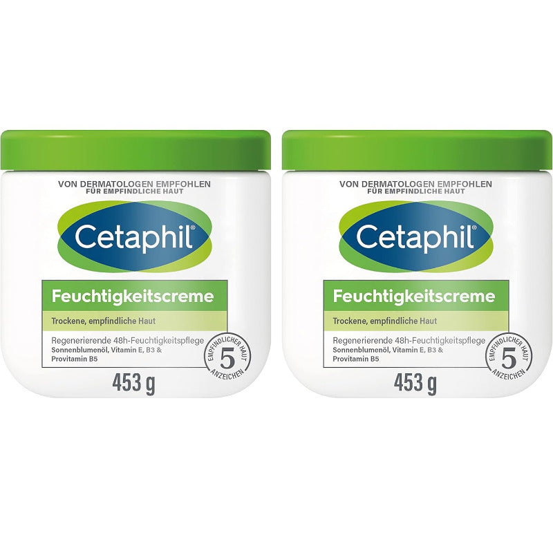 CETAPHIL Moisturizing Cream (2 x 453g) – Intense 48H Hydration for Dry, Sensitive Skin