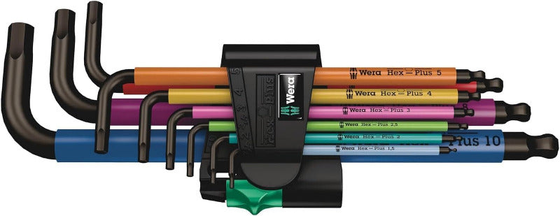 WERA 967/9 TX Multicolour HF‑1 Torx L‑Key Set – 9 Piece with Holding Function (05024179001)