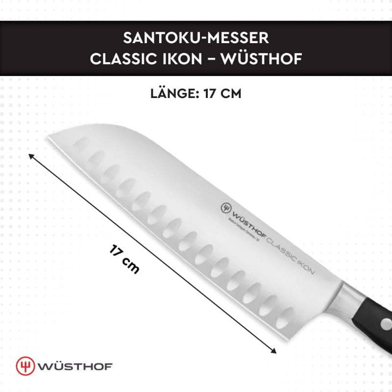 WÜSTHOF Classic Ikon Santoku Knife 17 cm – Black Handle