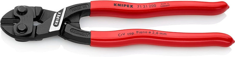 KNIPEX Cobolt Compact Bolt Cutter 200mm – Slim Multi-Component Grips, Black Atramentized | 71 02 200
