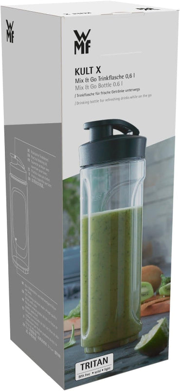WMF Kult X Mix & Go / KITCHENminis Smoothie Bottle – 600 ml Break-Proof Mixing Container