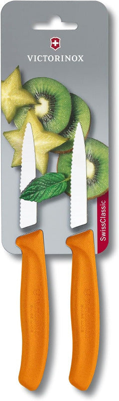 VICTORINOX Swiss Classic Vegetable Knife – 8 cm | Serrated Blade | Yellow Handle