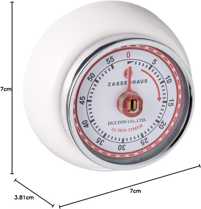 ZASSENHAUS Speed Kitchen Timer – Analog Countdown Clock with Alarm (White)