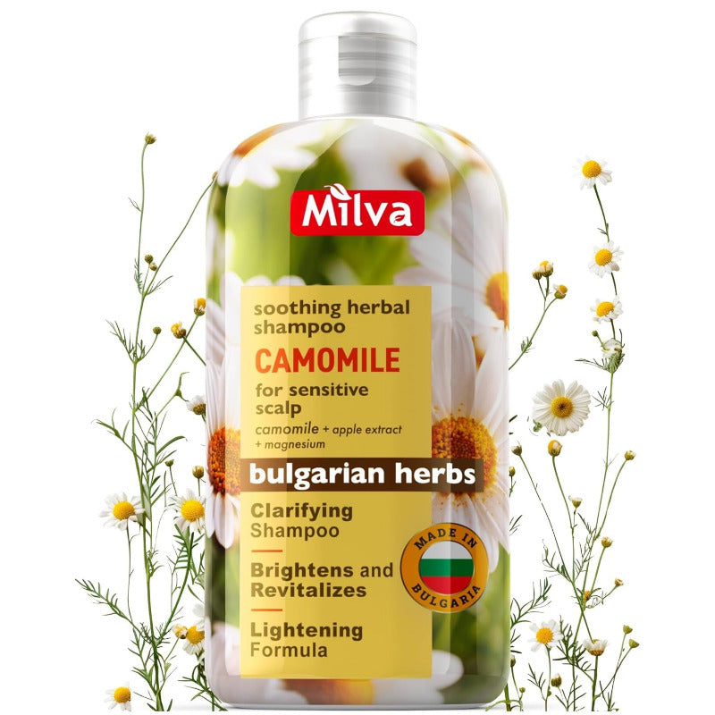MILVA Kamille Shampoo | Natural Brightening Shampoo for Women – Soothing Care for Sensitive & Dry Scalp | 200ml