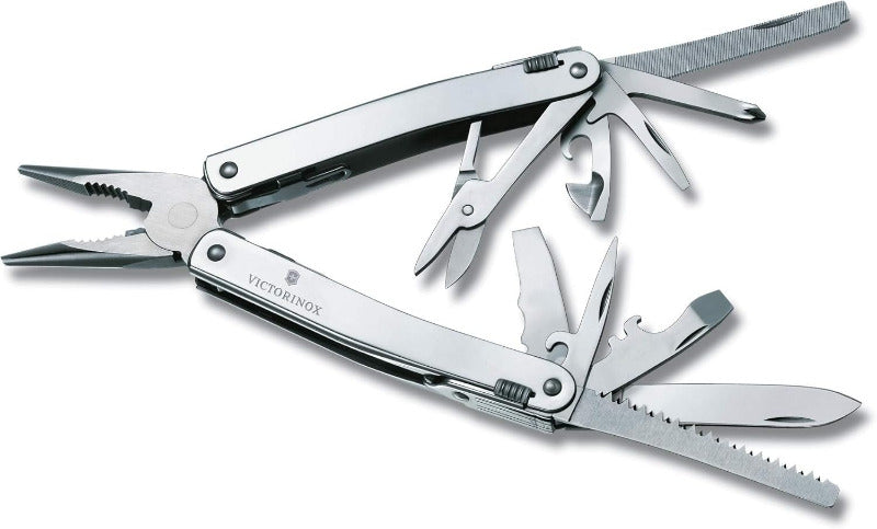 Victorinox Swiss Tool Spirit X Plus – 35-Function Multitool with Locking Blade & Leather Pouch (Swiss Made)