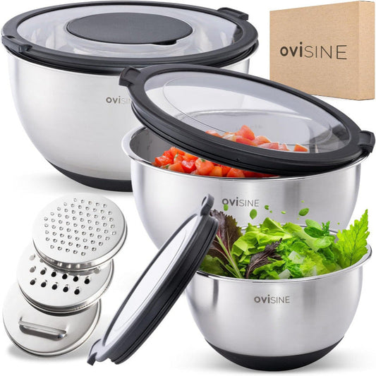 OVISINE 3-Piece Stainless Steel Mixing Bowl Set
