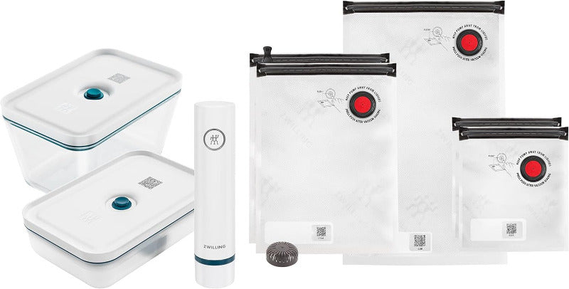 ZWILLING Fresh & save Vakuum Starterset Für Lebensmittel, Glas, 16-Teilig, Inkl. Dose, Pumpe Und Beutel, La Mer