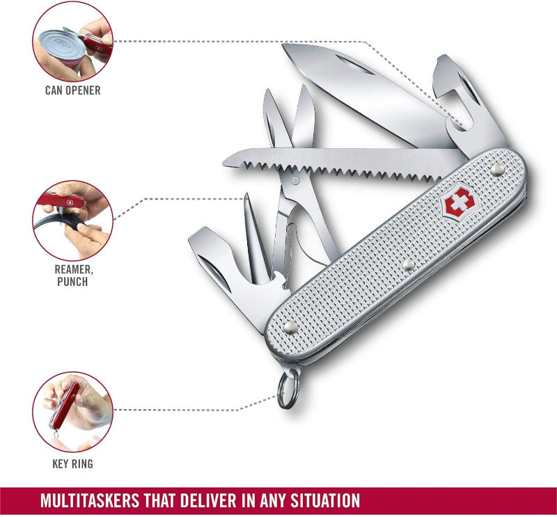 Victorinox Farmer X Alox 93mm Silver | 10-Function Swiss Army Knife