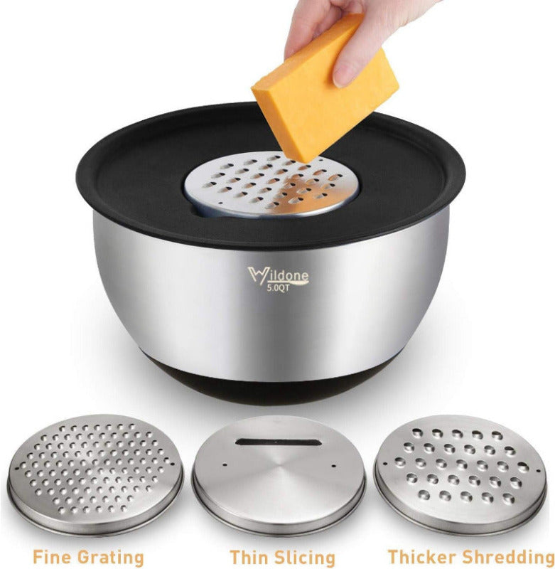 WILDONE 5-Piece Stainless Steel Mixing Bowl Set with Airtight Lids