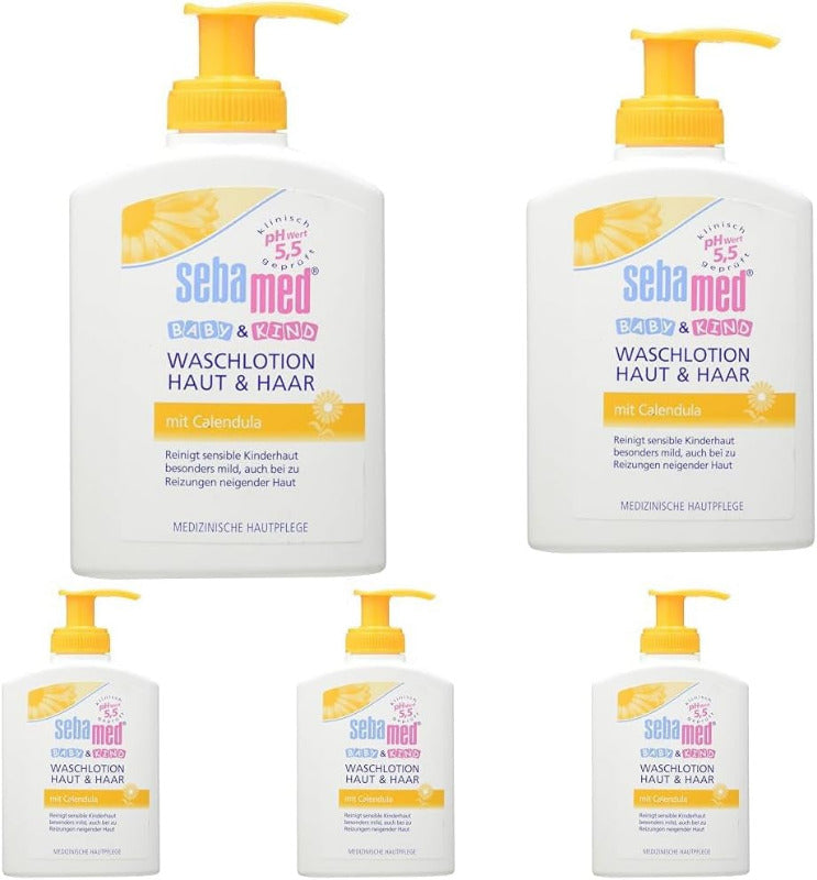 Sebamed Baby & Kind Waschlotion Haut & Haar Mit Calendula 200 Ml, Reinigt Sensible Kinderhaut Besonders Mild, Auch Bei Zu Reizungen Neigender Haut