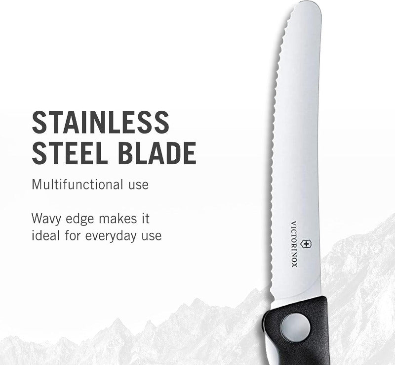 VICTORINOX Swiss Classic Tomato & Table Knife – 11 cm | Serrated Edge | Black Handle