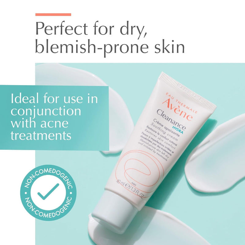 Eau Thermale  Clean-Ac Soothing Cream, Rich Moisturizer, Adjunctive Care for Drying Acne Treatments, 1.3 Oz.