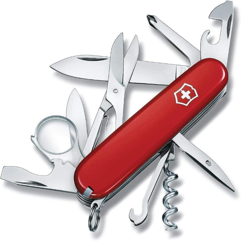 Victorinox Explorer Swiss Army Knife – 16 Function Multitool Pocket Knife with Blade, Corkscrew, Can Opener – Classic Red