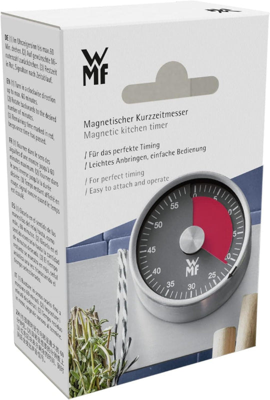 WMF Mechanical Kitchen Timer – 60-Minute Magnetic Egg Timer Acoustic Alarm