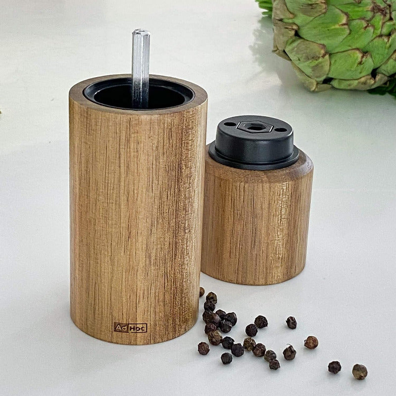 ADHOC MP74 ACACIA Small Pepper or Salt Mill – Ceramic Grinder, Acacia Wood