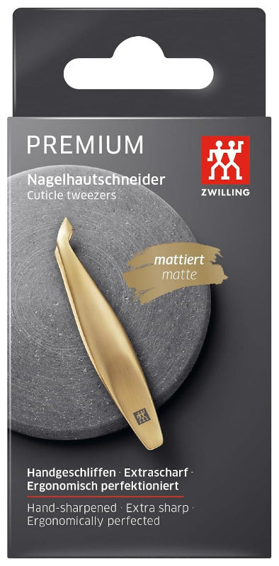 ZWILLING Premium Cuticle Nipper – Precision Gold Edition, Angled Blades, Hypoallergenic, Matte Finish