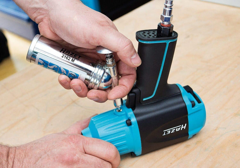 HAZET Mini-Fettpresse 2162M Inkl. Schmiernippel in 50 Und 90 Grad Ausführung - Präzise Dosierung Für Loses Fett, Füllmenge 80 G - Zum Schmieren Von Maschinen, Fahrrad-Ketten, Schlagschraubern Uvm.