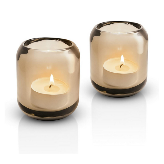 EVA SOLO Acorn Glass Tealight Holders Set of 2, Amber