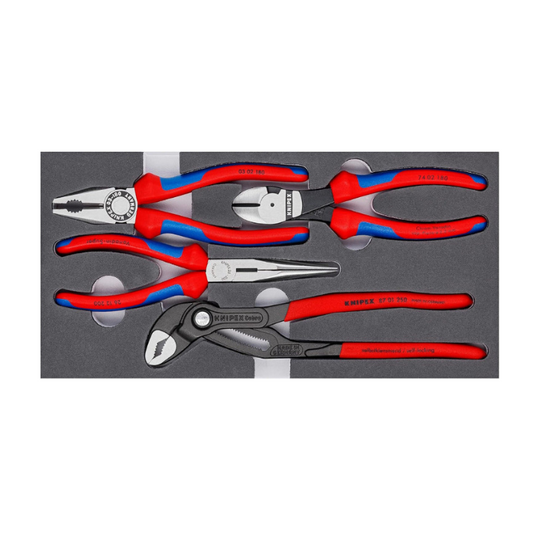 KNIPEX 4-Piece Plier Set with Foam Tray Professional Tools for Workshop & Trolley 00 20 01 V15