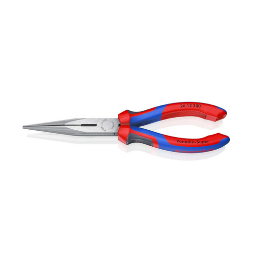 KNIPEX Flat Round Nose Pliers with Cutter 200 mm Chrome Vanadium Steel 26 12 200