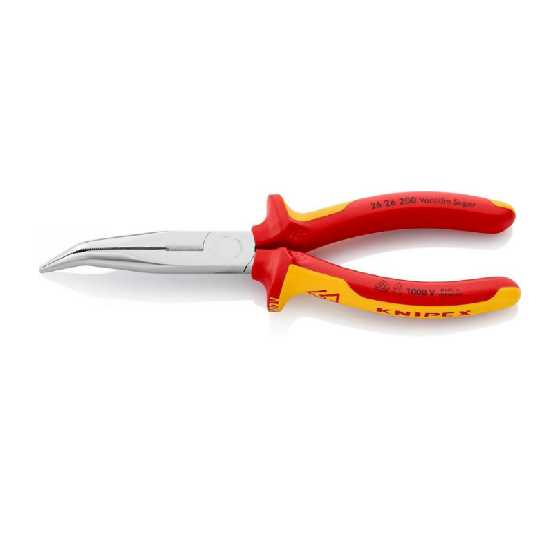 KNIPEX Flat Round Nose Pliers with Cutter 200mm VDE Insulated 26 26 200