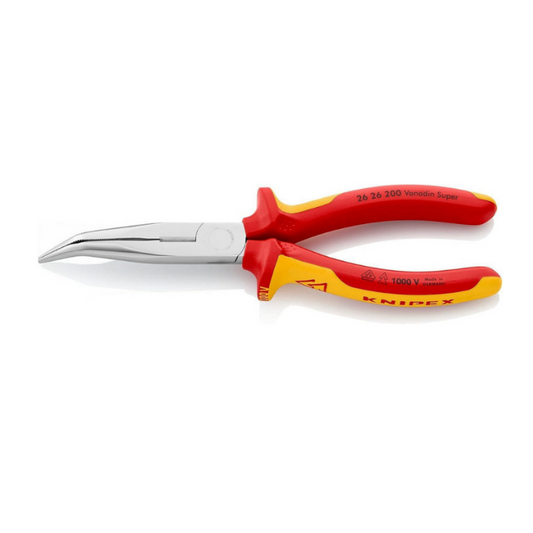 KNIPEX Flat Round Nose Pliers with Cutter 200mm VDE Insulated 26 26 200