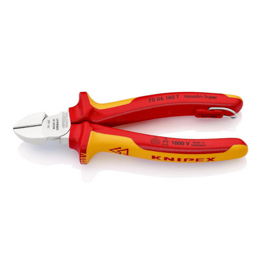 KNIPEX VDE Side Cutter 160mm Insulated with Tethering Point 70 06 160 T